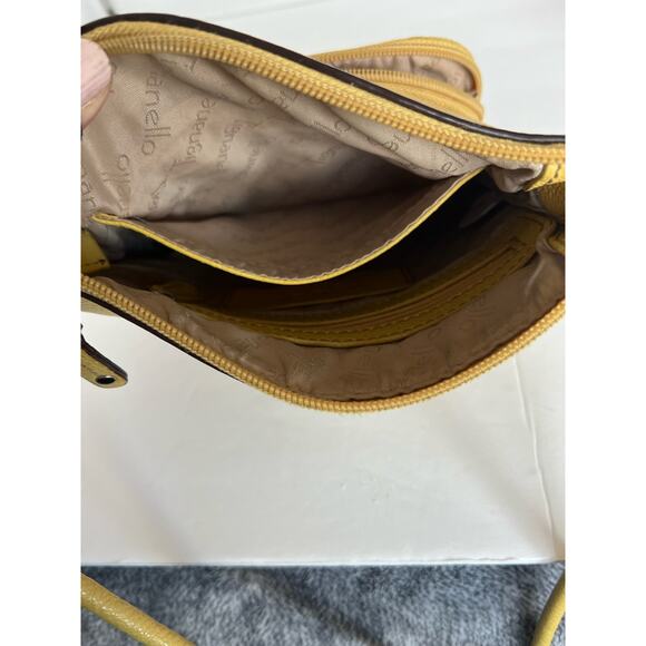 TIGNANELLO Yellow Pebble Leather Crossbody Organizer Handbag Purse - Picture 9 of 12